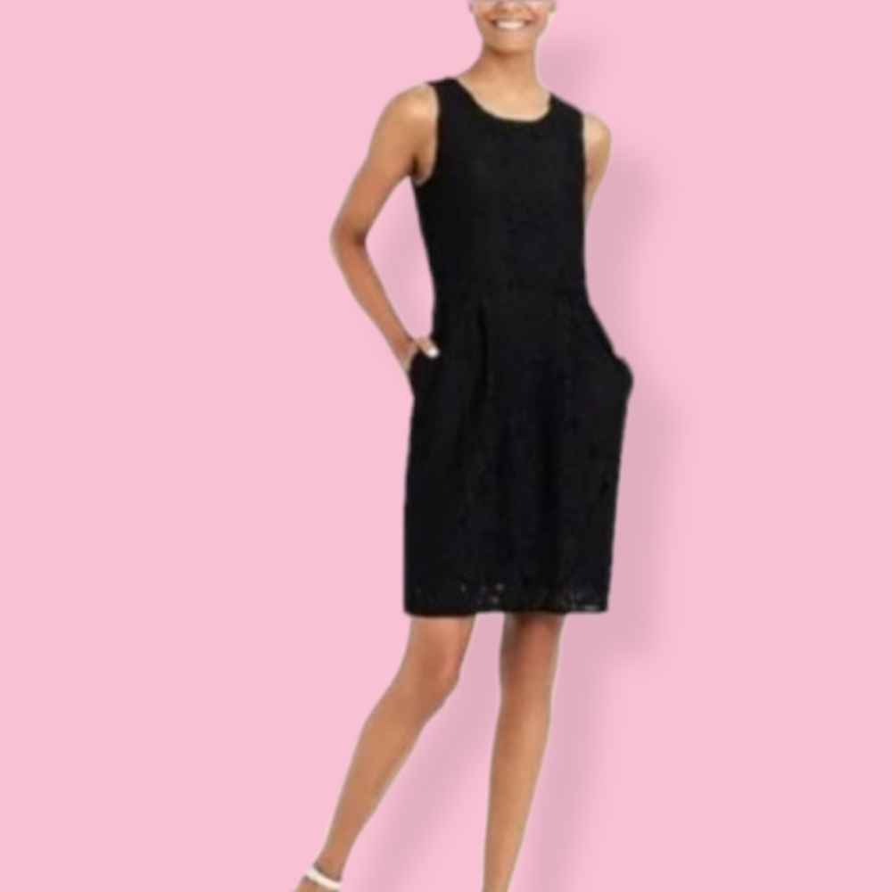 𝅺j. Crew Black Lace Pegged Dress Size 6